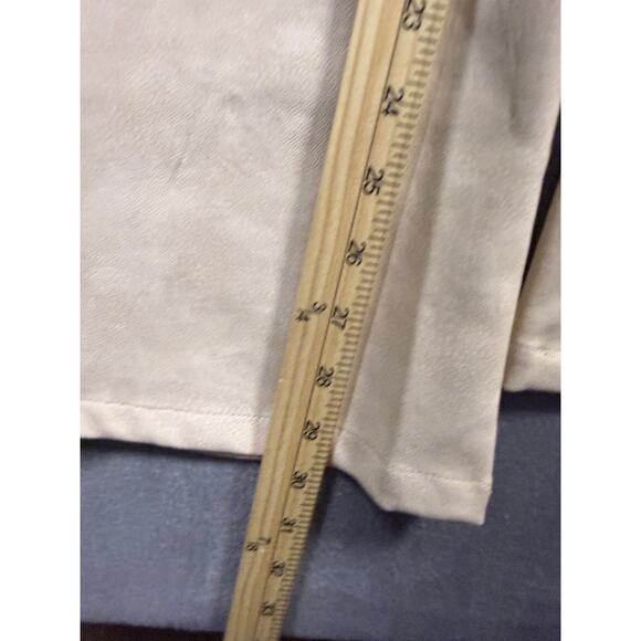 NWT Pretty Little Thing Petite Faux Leather Zip Front Flared Trousers Stone Sz 8 - Picture 8 of 10